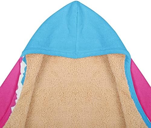 YFBHWYF Renk Şerit Desen Kapşonlu Battaniye Giyilebilir Battaniye Mikrofiber Anti-Boncuklanma Flanel Hoodie-Peluş Yumuşak Sıcak