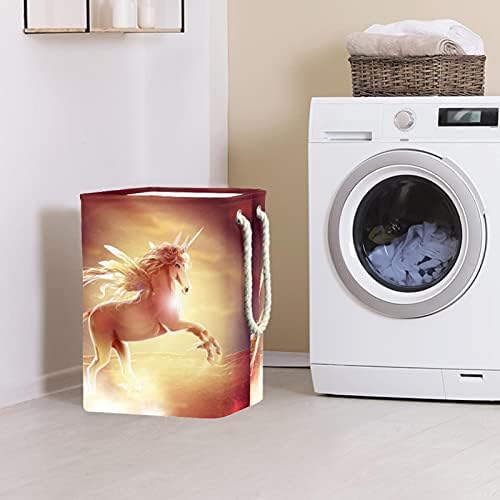 Unicorn Fantezi Büyük Çamaşır Sepeti İle Kolay Taşıma Kolu, su Geçirmez Katlanabilir çamaşır sepeti Depolama Kovaları İçin