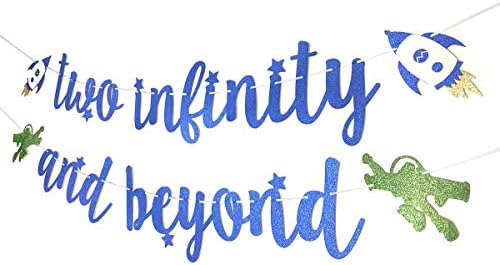 Koyu Mavi Glitter İki Infinity ve Ötesinde Banner Kids' 2nd Doğum Günü Partisi Süslemeleri için Önceden sinirli