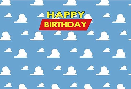 Leyiyi 10x8ft Çocuklar Mutlu Doğum Günü Fotoğraf Arka Plan Suluboya Afiş Dikişsiz Retro Uçak Uçak Gökyüzü Bulut Karikatür Zemin