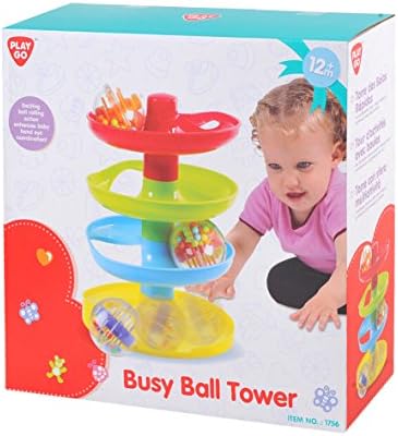 PlayGo Süper Spiral Kule Topu Damla ve Rulo Aktivite Oyuncak Dört Renkli Rampalar ve Üç Çıngıraklı Topları Çocuklar için İnce