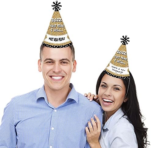 Mutluluk Büyük Nokta Pop, Fizz, Clink-Koni 2022 Yılbaşı Çözünürlük Parti Şapkaları Çocuklar ve Yetişkinler için-8 Set (Standart
