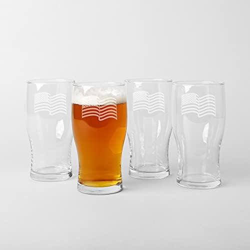 Ev ve Bar Essentials Amerikan Bayrağı Pilsner Tarzı Bira Bardakları, 19 Ons, Şeffaf