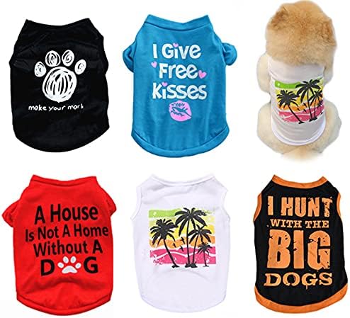 5 ADET Köpek Giysileri Küçük Köpekler Erkek Kız Pet Köpek Tişörtleri Chihuahua Yorkies Giysileri Erkek Yaz Yelek Pet Kıyafetler