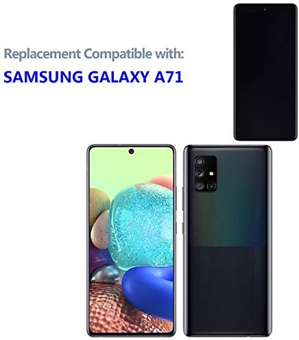 SWARK Süper AMOLED ile Uyumlu Samsung Galaxy A71 SM-A715F, SM-A715F / DS, SM-A715F/ DSN, SM-A715F/DSM (Siyah Çerçeve ile) dokunmatik