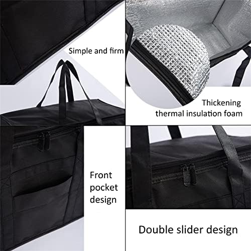 2 Büyük yalıtımlı alışveriş çantası paketi, yeniden kullanılabilir yemek dağıtım çantası, 20x10x13 inç çift fermuarlı, katlanabilir,