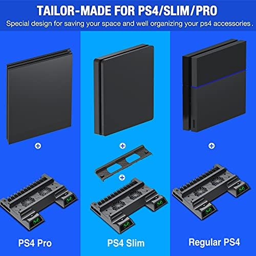 Kawaye PS4 PS4 Slim için Soğutma Fanı Standı / PS4 Pro / Düzenli PlayStation4, Çift Şarj için PS4 Dikey Stant Denetleyici Şarj