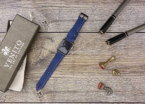 Venito Forio El Yapımı Premium Deri Saat Kayışı, En Yeni Apple Watch iwatch Serisi 6 ve 1,2,3,4,5,6,7,SE Serisi ile Uyumludur