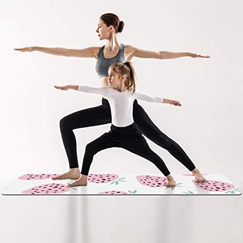 Unicey Pembe Çilek Yoga Mat Kalın Kaymaz Yoga Paspaslar Kadınlar ve Kızlar için egzersiz matı Yumuşak Pilates Paspaslar, (72x24
