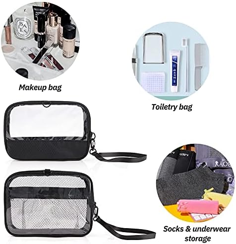 Temizle Makyaj Çantaları, 2 Adet Küçük Kozmetik Çantası TSA Onaylı Makyaj Çantası Seyahat Makyaj çantası Organizatör Kalem