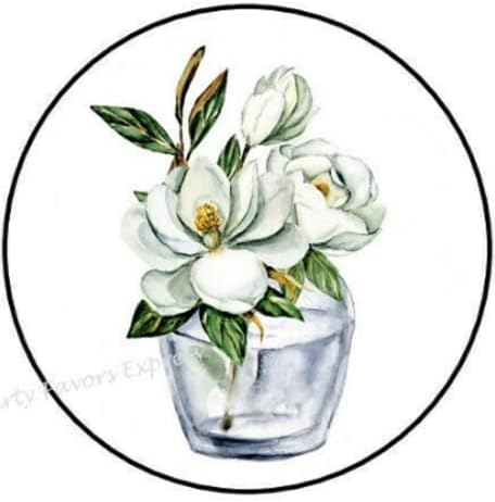 30 Adet 1.5 İnç Manolya Çiçek Çıkartmalar-Teşekkür Ederim Çiçek Çıkartmalar - Manolya Çıkartmalar Zarf Mühürler Etiketler-D