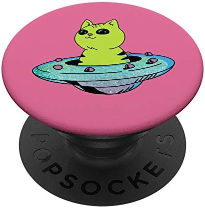 Kedi Alien Kitty Uzay Gemisi Kedi Anne Baba Hediye PopSockets PopGrip: Telefonlar ve Tabletler için Değiştirilebilir Kavrama
