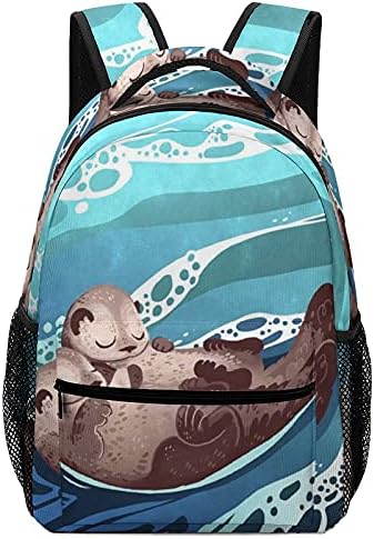 Su samuru aşk deniz su samuru el ele tutuşarak sırt çantası büyük kapasiteli seyahat çantası Bookbag piknik iş yürüyüş için