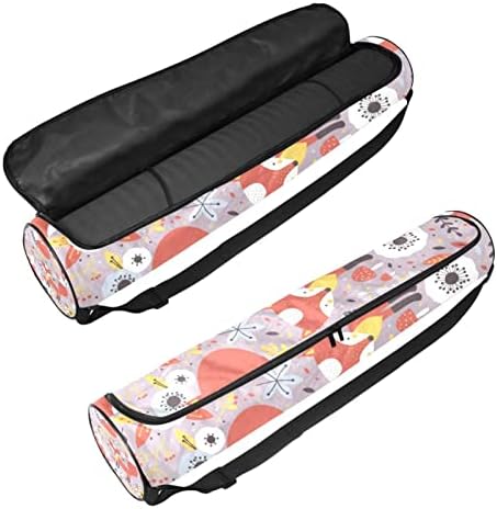 Tilkiler İle Mantar Florals Yoga Mat Çanta Tam Zip Yoga Taşıma Çantası için Kadın Erkek, egzersiz Yoga Mat Taşıyıcı ile Ayarlanabilir