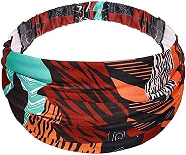 QQWW Çiçek Baskı Türban Düğüm Headwrap Spor Elastik Yoga Hairband Moda Unisex Kumaş Geniş Kafa Bandı 1029 (Renk: 01, Boyutu: