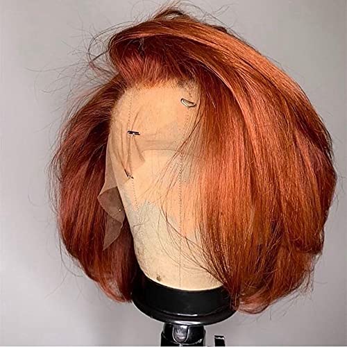 Zencefil Turuncu Renkli Düz Brezilyalı Remy Bob Peruk T Dantel Ön İnsan Saç Peruk Ön Koparıp Saç Çizgisi Ile Bebek Saç Ağartılmış