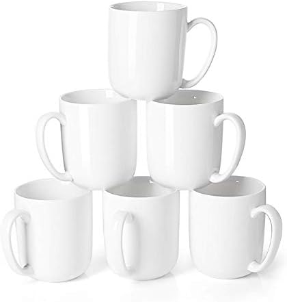 Sweese 604.001 Porselen Kupalar15 Ons, 6 Set, Beyaz ve Sweese 609.001 İstiflenebilir Kupa Seti-21 Ons Büyük Kahve Kupaları