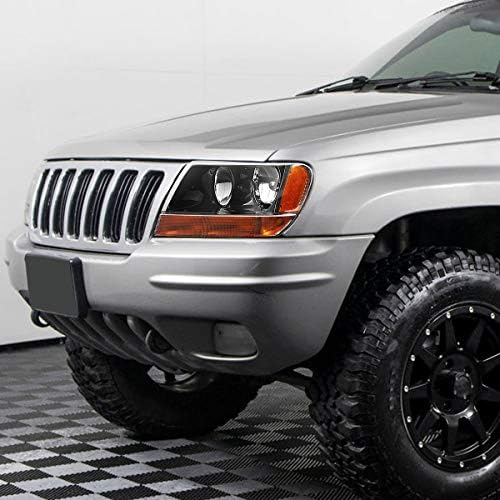 DNA Otomobil HL-OH-JGC99-BK-AM-T2 Siyah Amber Farlar Meclisi Değiştirme 99-04 Jeep Grand Cherokee ile Uyumlu