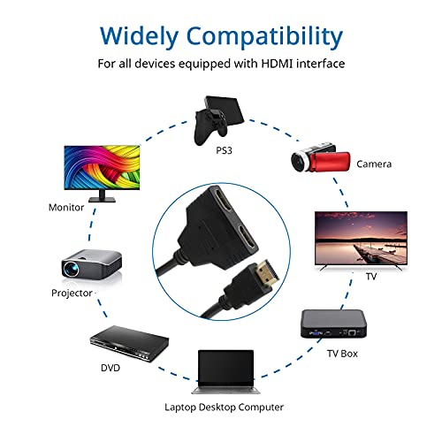 HDMI Splitter Kablo Erkek 1080 P Çift HDMI Kadın 1 ila 2 Yönlü HDMI Splitter Adaptör Kablosu HDTV HD, LED, LCD, TV, Aynı Anda