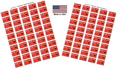 Made in USA! 100 Manitoba 1.5 x 1 Kendinden Yapışkanlı Devlet Bayrağı Çıkartmaları, İki Yaprak 50, 100 Manitoba Etiket Bayrakları
