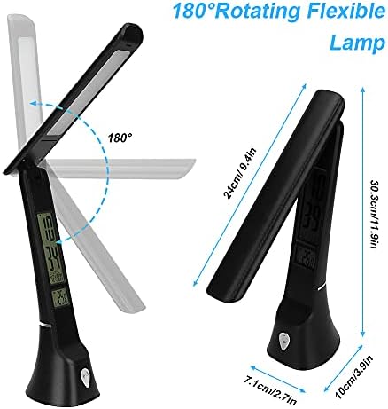 LİNGSFİRE Led Masa Lambası - 3 Seviye Kısılabilir Aydınlatma Masa Lambası USB Şarjlı-Katlanabilir Siyah masa lambası Çalar