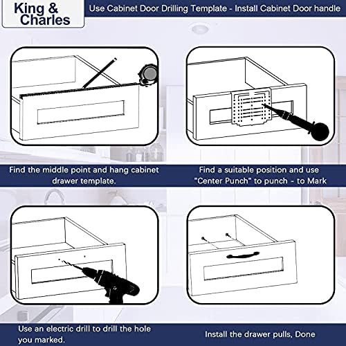 King & Charles Dolap Donanım Şablonu, Dolap Kulpu Şablonu Alet-Dolap Donanımı için Dolap Çekme / Düğme Şablonu, Tutamaklar