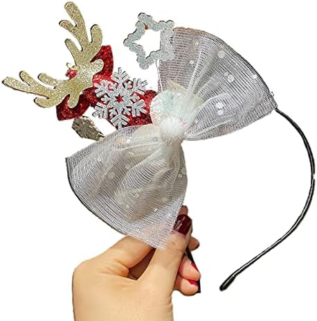 Foglooflower Yaylar Elk Saç Hoop Ponpon Boynuzları Bantlar Sequins Santa Şapka Saç Bantları Noel Elk Yaylar Saç Bandı Dantel