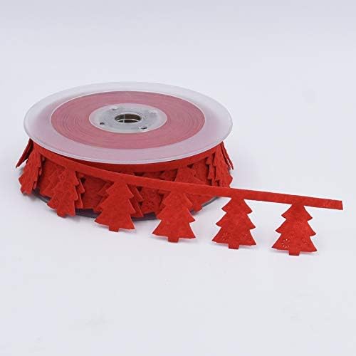 HONG YU 10 m / grup Beyaz/Kırmızı Grogren Saten Kumaş Ultrasonik Kabartma Küçük İkiz Yıldız / Ağaç Şerit Noel Zanaat Dekorasyon