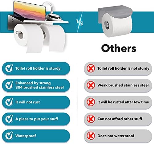 Çift Tuvalet kağıdı Tutucusu SUS304 Paslanmaz Çelik Rulo Dağıtıcı Depolama Banyo Aksesuarları Telefon Raflı Tuvalet Kağıdı