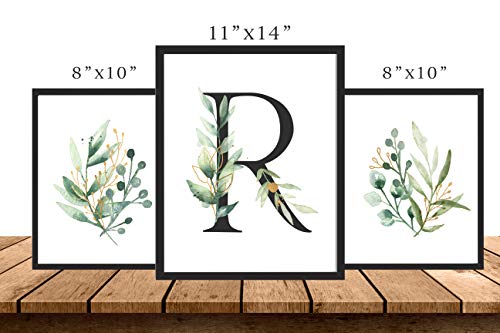 ” R İlk Duvar Sanatı Baskılar - 3 Set içerir (1) 11x14 + (2) 8x10 ÇERÇEVESİZ Suluboya Botanik Dekor Baskılar - Büyük bir Doğum