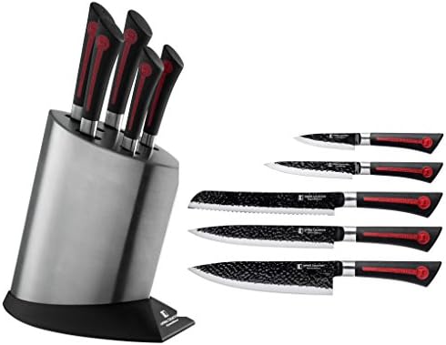 Imperial Collection IM-KST10 WHT Paslanmaz Çelik Mutfak Çatal Bıçak Bıçak Seti Bıçak Bloğu ve Kabartmalı Yapışmaz Kaplama,