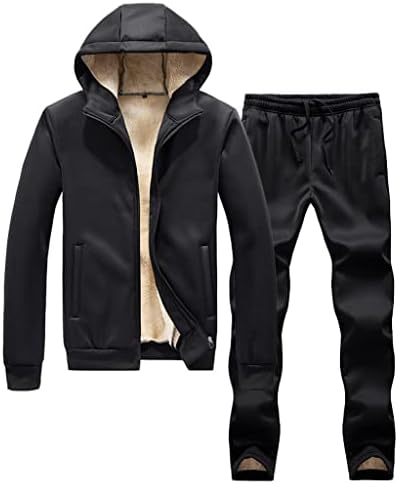 GYZX Kış Eğilim Sıcak Tutmak Gevşek erkek Rahat Tişörtü Eşofman Erkek Spor Takım Elbise (Renk: Siyah, Boyutu: L Kodu)