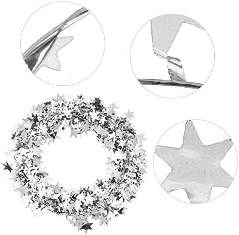 Göz kamaştırıcı Yıldız Dekorasyon, Tel Çelenk, Noel Düğün için (Gümüş)