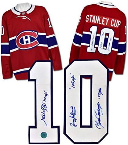 Jean Beliveau, Richard & Cournoyer Montreal İmzalı 10 Kupa Fanatik Forması - İmzalı NHL Formaları