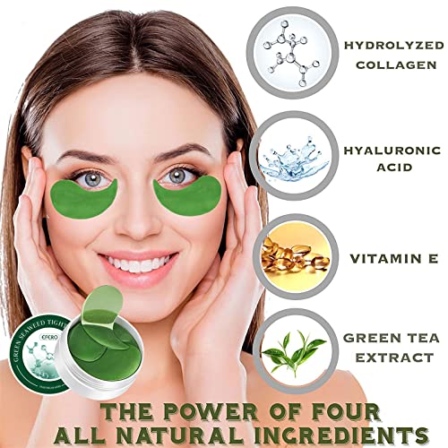 60 ADET Altın ve Yeşil Çay Altında Göz Maskesi İle Anti-Aging Hyaluronik Asit Nemlendirici ve Azaltılması İçin Koyu Halkalar