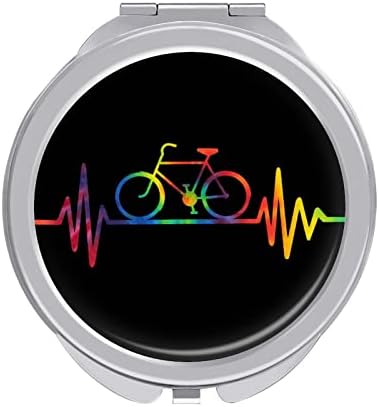 Tye Die Kalp Atışı Bisiklet Sevimli Kompakt makyaj aynası Seyahat Taşınabilir Çift Taraflı Büyütme Katlanır Ayna Yuvarlak