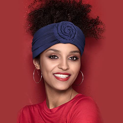 8 Parça Afrika Bandı Elastik Boho Baskı Bandı Spor Hairband Bükülmüş Geniş Düğümlü Headwrap Siyah Kadınlar için (Klasik Tarzı)