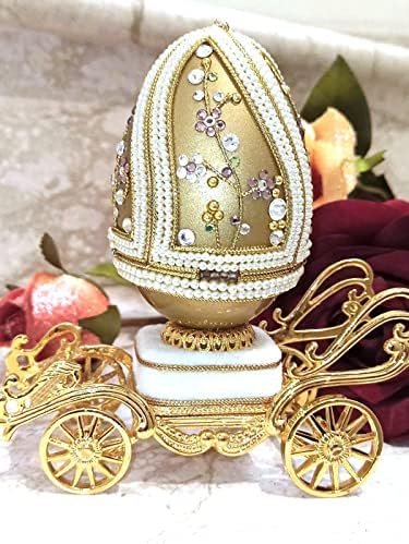 Fabergé yumurta BİR TÜR Lüks SEVGİLİLER Günü hediyesi Bday Çar Rus Faberge yumurta Arabası 1989 ANTİK Mücevher Kutusu Müzik