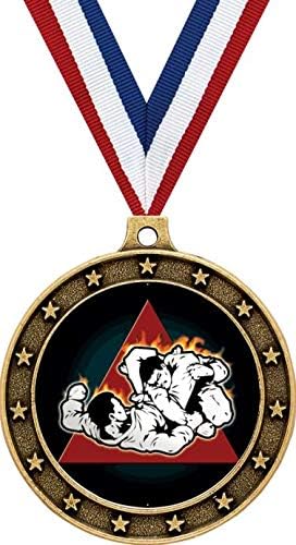 Altın Jiu Jitsu Üçgen Madalya Tutun-2.5 Birincilik Dövüş Sanatları Ödülü Madalyaları