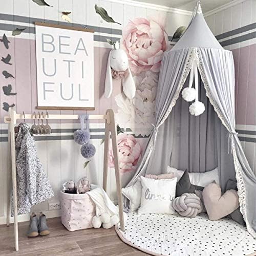 LIXFDJ Şifon Bebek Odası Cibinlik Çocuk Yatak Perde Gölgelik Yuvarlak Beşik Netleştirme Çadır 240 cm Dekorasyon Yatak Odası