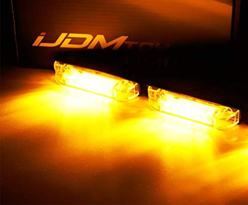 ıJDMTOY Füme 6-LED Amber Çamurluk Genişletici Side Marker Lambalar Jeep Wrangler İle Uyumlu, bir Çift Koyu Duman Lens, Bushwacker