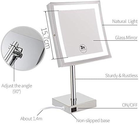 Nhlzj Temiz ve Parlak 8 İnç masa makyaj aynası Büyüteç Kozmetik Ayarlanabilir Tezgah Vanity aynalar ile Fiş 3 Seviye ışıkları