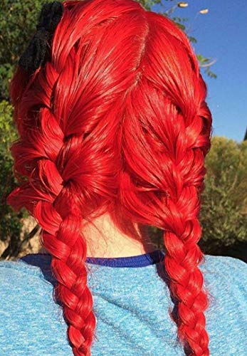 IMSTYLE Sıcak Kırmızı Dantel ön peruk Kadınlar ıçin Uzun Dalgalı Sentetik Saç Ariel Cosplay peruk ısıya dayanıklı gerçekçi