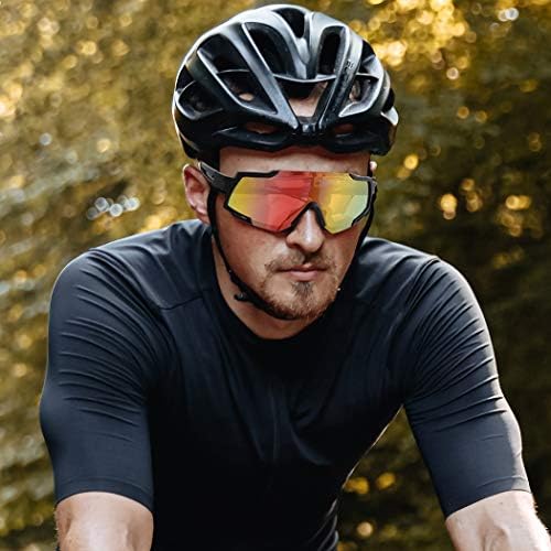 ITSCOOL Polarize Spor Güneş Gözlüğü Büyük Shades Erkekler Kadınlar için 3 Değiştirilebilir Lensler ile Koşu Beyzbol Bisiklet