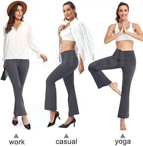 YAMOM kadın Flare Tayt Crossover Bootcut Yoga Pantolon Yüksek Belli Kaçak Egzersiz Karın Kontrol Pantolon