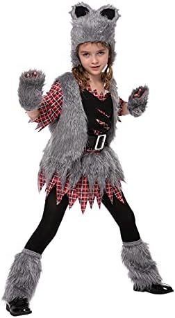 Spooktacular Kreasyonlar Vahşi Kurtadam Kostüm Çocuklar Yelek Tarzı Kızlar için Cadılar Bayramı Partileri, Cosplay