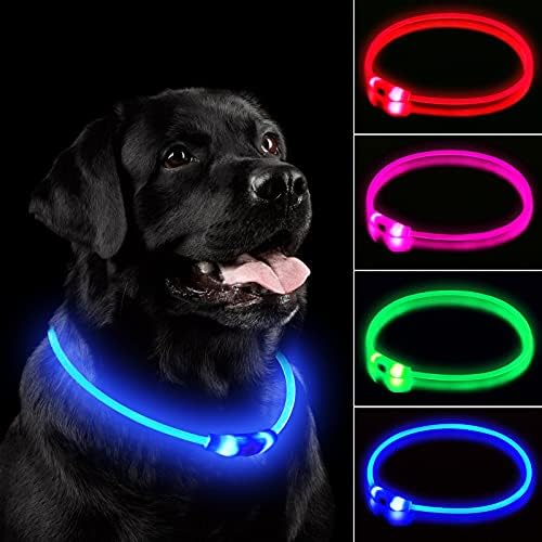 NOVKİN LED Köpek Tasması, Şarj Edilebilir Light Up Köpek Tasmaları, Gece Yürüyüşü için IP67 Su Geçirmez Köpek ışıkları, Ayarlanabilir,