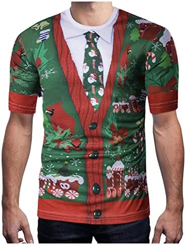 UBST Noel Kısa Kollu T-Shirt Mens için, 3D Komik Noel Crewneck Tee Tops Noel Baba Kravat Baskılı Casual Tshirt