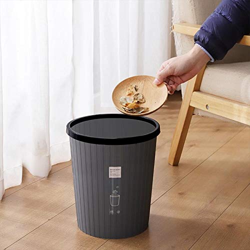 BIANTAI Çok Amaçlı çöp kutusu Ev Ortaya Basınç Halka Kağıt Sepeti Büyük Mutfak Banyo Oturma Odası Çizgili çöp tenekesi (Siyah)