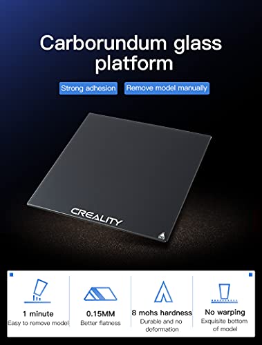 Creality Yükseltilmiş 3D Yazıcı Platformu Temperli Cam Yatak ile 4 Bağlayıcı klipleri, temizleme Aracı, 310x310x4mm, CR-10/Cr-10s/Cr-10